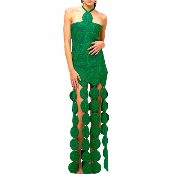 Simon Miller Dresses & Skirts - Simon Miller Green Mini Dress with Circular Fringe